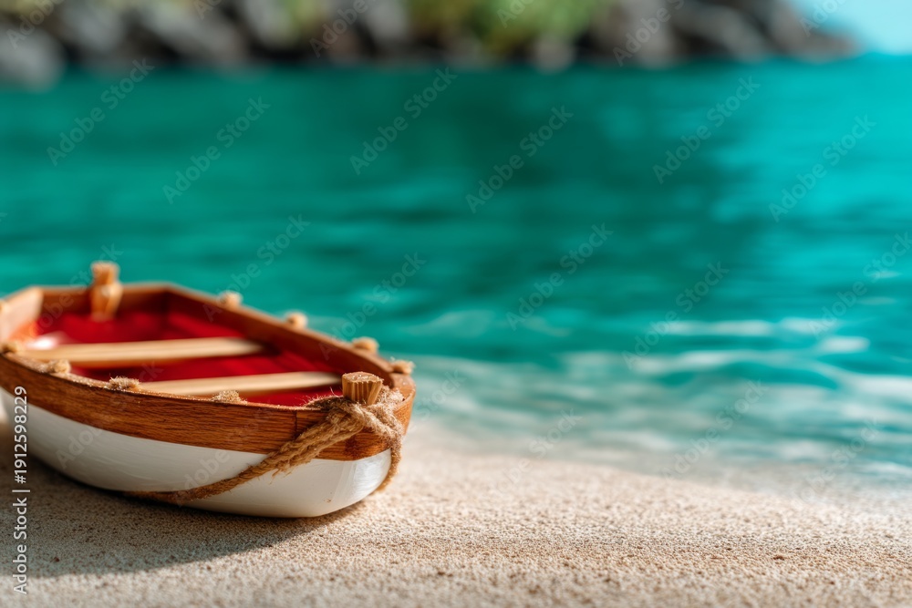 Fototapeta premium Traditional Hawaiian Boat on Calm Water in Scenic Coastal Landscape