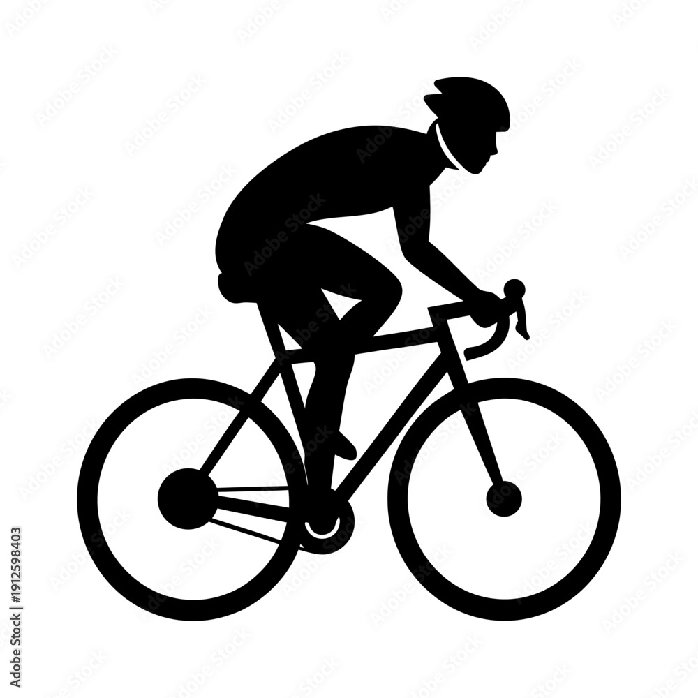 Obraz premium Professional Cyclist Silhouette Vector on Road Bike for Triathlon Competition.