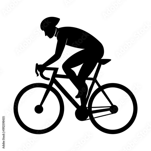 Road Bike Cyclist Silhouette Isolated on White Background.
