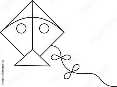 Colorful kite vector icon, flying toy silhouette and outline, playful festival symbol isolated on transparent background for kids and holiday design