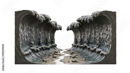 An image of two large waves in the shape of heart with.