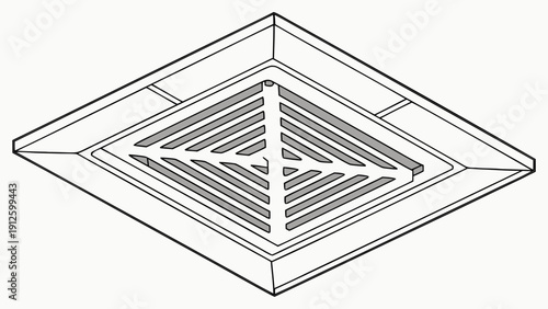 A minimalist line art illustration of a square air vent with a diamond-shaped grille