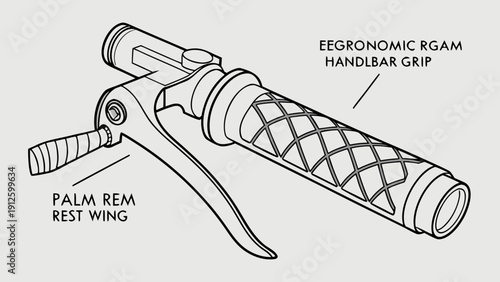 A detailed vector illustration of a motorcycle handlebar grip with labeled components
