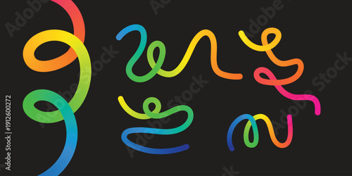 Vibrant rainbow squiggles on black background
