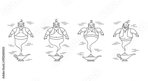 Genie Emerging from Magic Lamp Set - Fantasy Character Collection