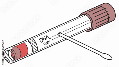 A vector graphic illustration of a DNA tube with a swab, used for genetic testing and sampling.