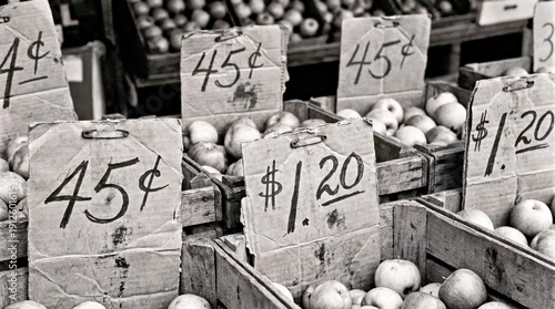 Wallpaper Mural Vintage Market Scene With Apples and Price Tags – Stock Photo Torontodigital.ca