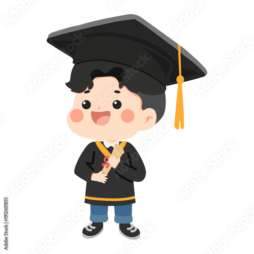 Boy With Graduation Cap and Diploma