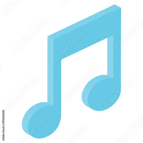 3D Icon Blue Music Note Audio Sound Melody Symbol Isolated High Quality Render Transparent Background