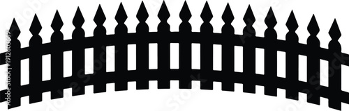 Picket Fence Silhouette Icon Set  Decorative Cartoon Fence Elements