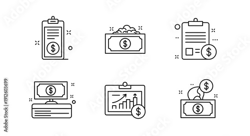Financial Icons Set: Money, Growth, Analytics, Cash Register, Budgeting, Investment