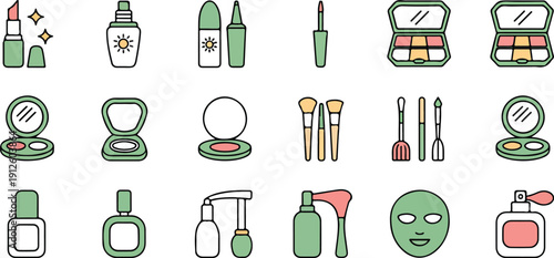 Cosmetic & Beauty Product Vector Icon Set  Makeup Essentials