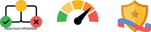 Decision Making and Performance Metrics Outline Icon Set for Business Analytics