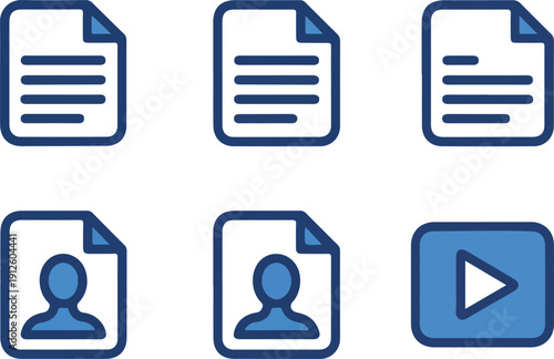 Modern File Format Icons with Blue Glow  Digital Document Collection