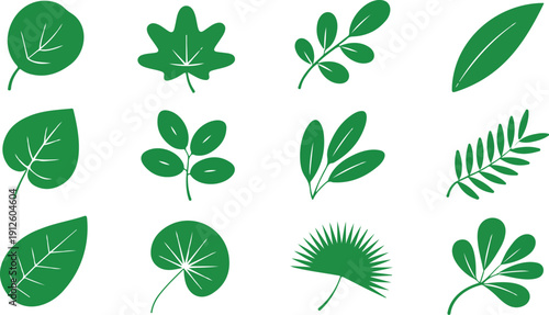 Green Leaf Silhouette Seamless Pattern  Tropical Botanical Background