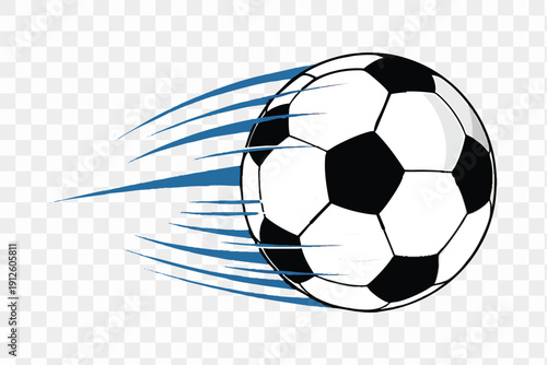 Soccer ball in motion with blue streaks