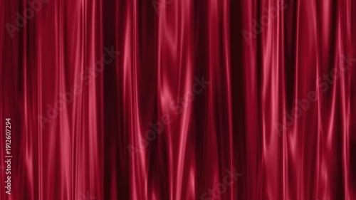 Red curtain abstract background satin fabric 4k animation seamless looping with red background,4k video animation.