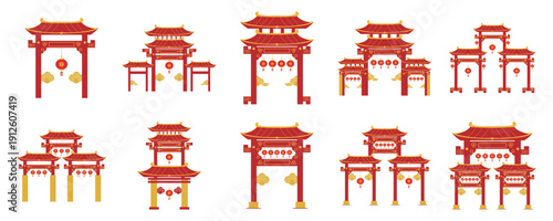 Chinese New Year Red Gate Illustration