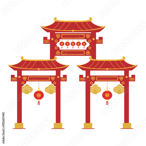 Traditional Chinese Gate Illustration