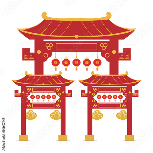 Traditional Chinese Gate Illustration