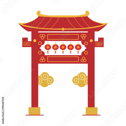 Traditional Chinese Gate Illustration