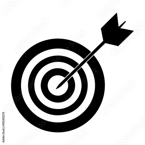 Bullseye Target Illustration with Arrow Hitting Center Goal.