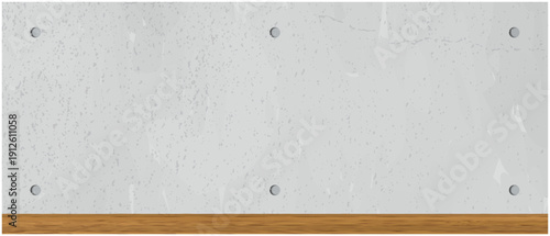 コンクリート壁とウッドシェルフの背景素材 / Concrete Wall and Wooden Shelf Background