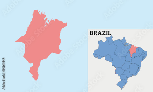 maranhao, maranhao map, maranhao brazil, brazil map, brazil state, northeast brazil, northern brazil, state map, map vector, vector map, political map, administrative boundaries, administrative map.