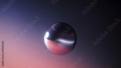 Vibrant cosmic sphere glowing in space with purple and pink hues