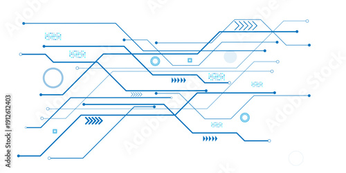 Vector abstract technology on white background. Technology blue circuit diagram.