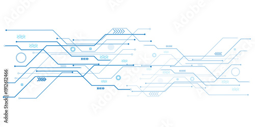 Abstract digital technology futuristic internet network speed connection white and blue background. 