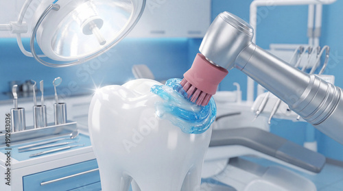 Dental cleaning and polishing procedure, teeth care