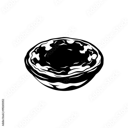 Pastel de Nata Silhouette Vector, Portuguese Egg Tart Illustration, Traditional Bakery Menu and Cafe Branding Icon