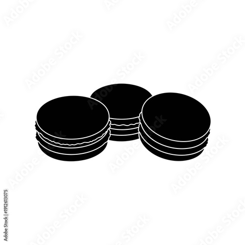 French Macaron Silhouette Illustration, Sweet Meringue Sandwich Cookie Vector, Elegant Bakery Logo and Dessert Menu Graphic