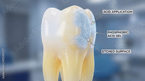 tooth etching process, phosphoric acid gel, dental treatment