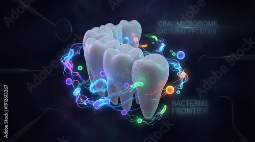 Oral microbiome bacteria concept illustration, dental health
