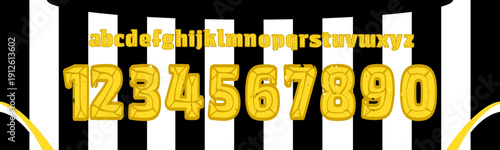 Bold athletic jersey font inspired by Juventus FC colors, with geometric numerals, striped accents, and modern football display style.