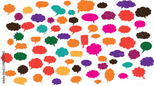 Vibrant multicolored speech bubbles for communication and expression