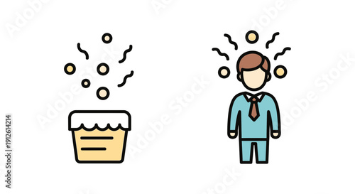 Business man with idea bubble, popcorn and inspiration concept