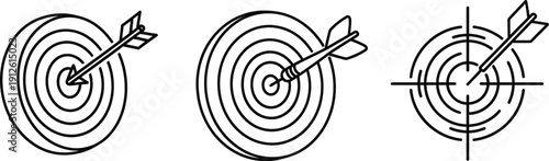 Archery targets with arrows vector