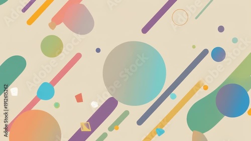 Abstract geometric shapes moving across warm beige backdrop