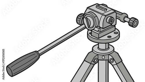 A detailed vector illustration of a camera tripod with a sleek and modern design