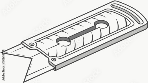 A detailed vector illustration of a utility knife with a retractable blade