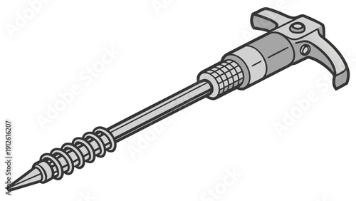 A detailed vector illustration of a caulk gun with a nozzle and handle