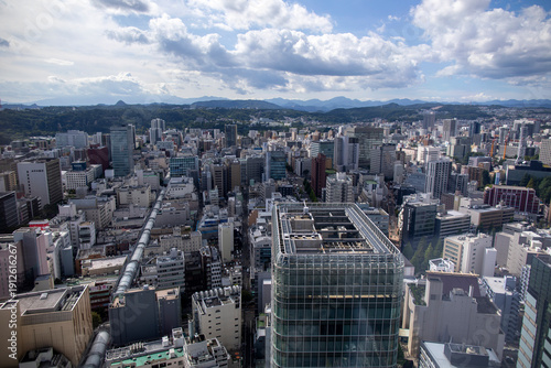 Fotografie Aerial view of Sendai, Miyagi Prefecture, Japan