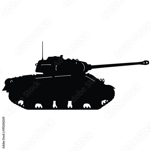 Modern tank silhouette on white background