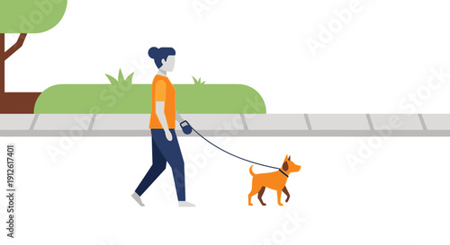 Man walking dog on a leash in a park.