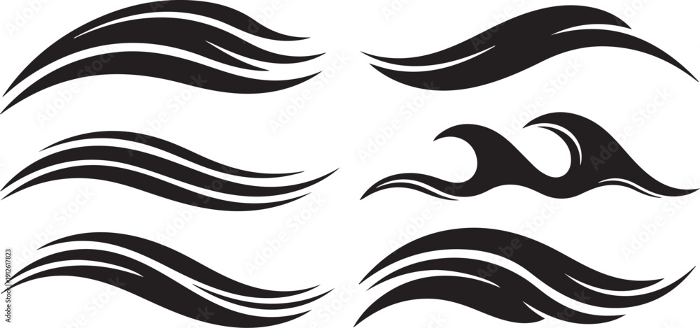 Fototapeta premium Abstract Black Wave Graphics on White Background Illustration