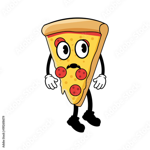 Retro Pizza Slice Mascot