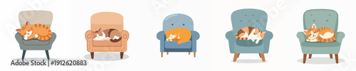 cat vector sleeping on a chair